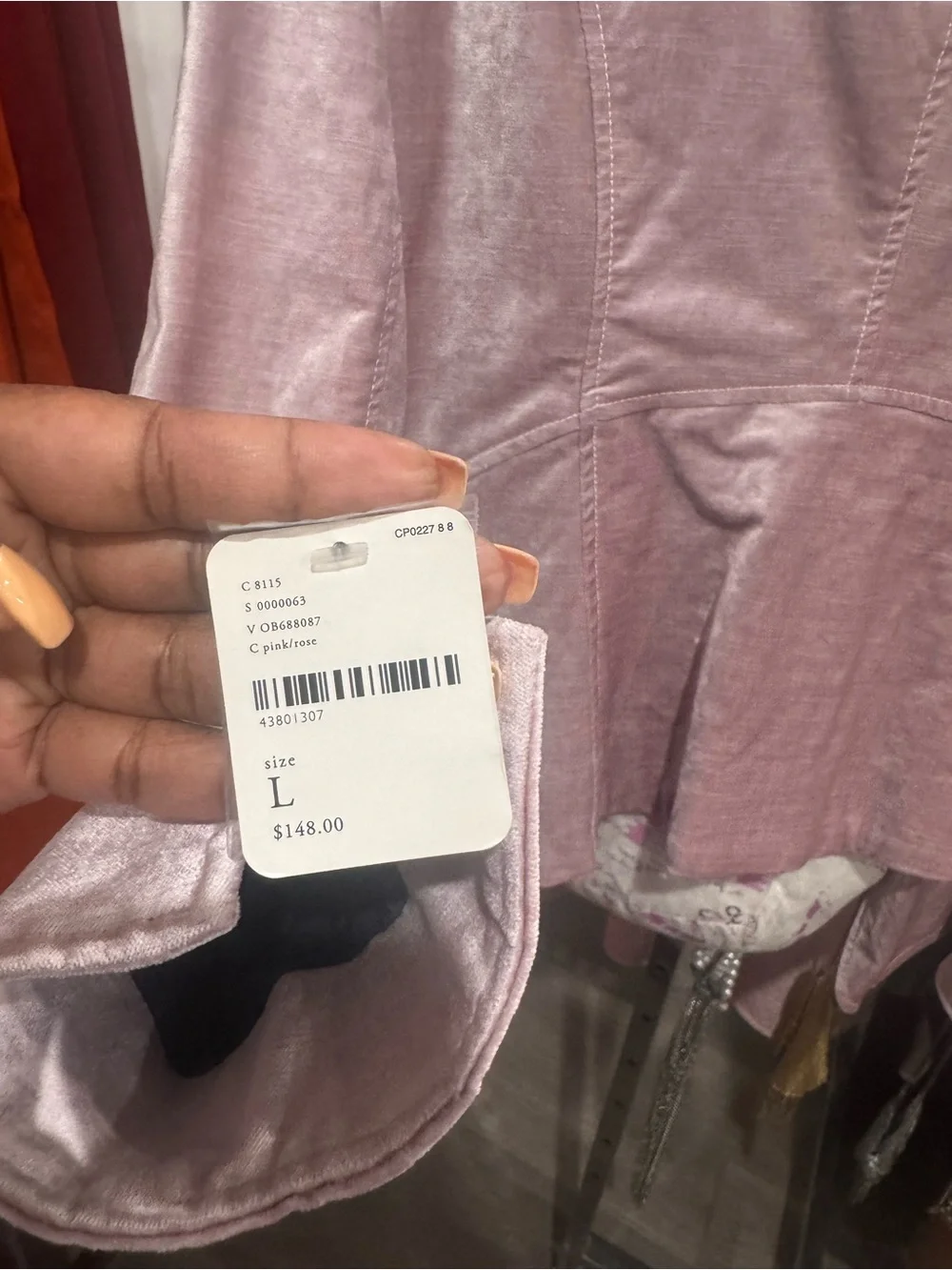 Free People Dusty Rose Velvet Blazer